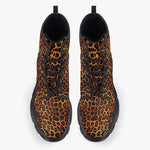 Casual Leather Chunky Boots Leopard Pattern