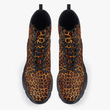 Casual Leather Chunky Boots Leopard Pattern