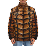 Down-Padded Puffer Jacket Brown Alligator Texture