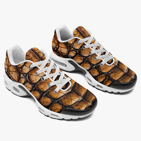 Air Cushion Sneakers Brown Alligator Texture