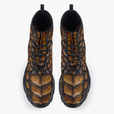 Casual Leather Chunky Boots Brown Alligator Texture