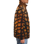 Down-Padded Puffer Jacket Brown Alligator Texture