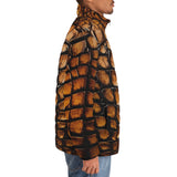 Down-Padded Puffer Jacket Brown Alligator Texture