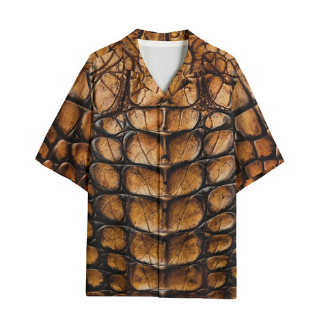 Hawaiian Shirt Brown Alligator Texture Print