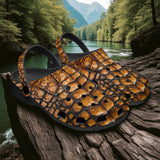 Classic Clogs Brown Alligator Texture Print