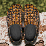 Classic Clogs Brown Alligator Texture Print