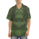 Hawaiian Shirt Green Alligator Texture Print