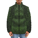 Down-Padded Puffer Jacket Green Alligator Texture