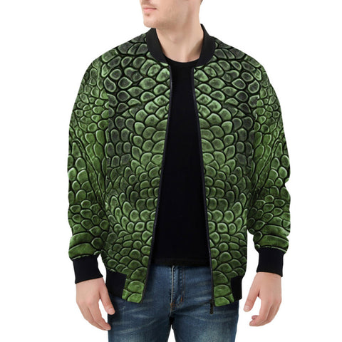 Bomber Jacket Green Alligator Texture Print – CoolWear
