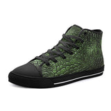 High-Top Canvas Shoes Green Alligator Texture Print