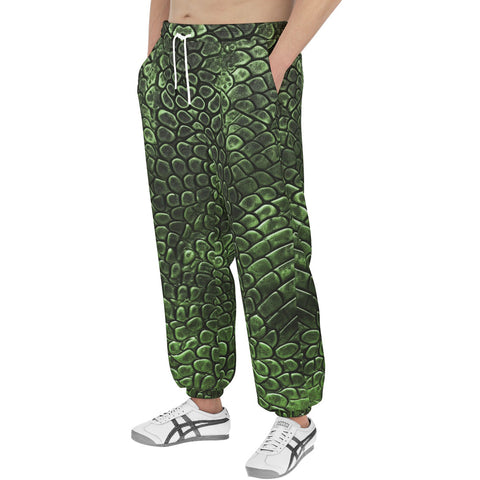 Men's Sweatpants Green Alligator Texture Print