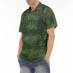 Men's Polo Shirt Green Alligator Texture Print