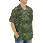 Hawaiian Shirt Green Alligator Texture Print