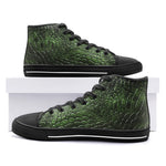 High-Top Canvas Shoes Green Alligator Texture Print