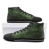 High-Top Canvas Shoes Green Alligator Texture Print