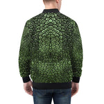 Bomber Jacket Green Alligator Texture Print