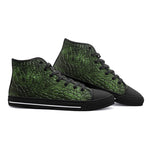 High-Top Canvas Shoes Green Alligator Texture Print