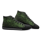 High-Top Canvas Shoes Green Alligator Texture Print