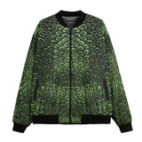 Bomber Jacket Green Alligator Texture Print