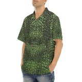 Hawaiian Shirt Green Alligator Texture Print