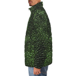 Down-Padded Puffer Jacket Green Alligator Texture