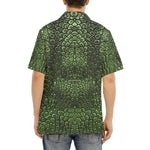 Hawaiian Shirt Green Alligator Texture Print