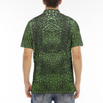 Men's Polo Shirt Green Alligator Texture Print