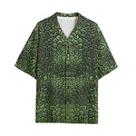 Hawaiian Shirt Green Alligator Texture Print