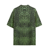 Hawaiian Shirt Green Alligator Texture Print