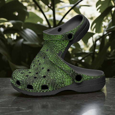 Classic Clogs Green Alligator Texture Print