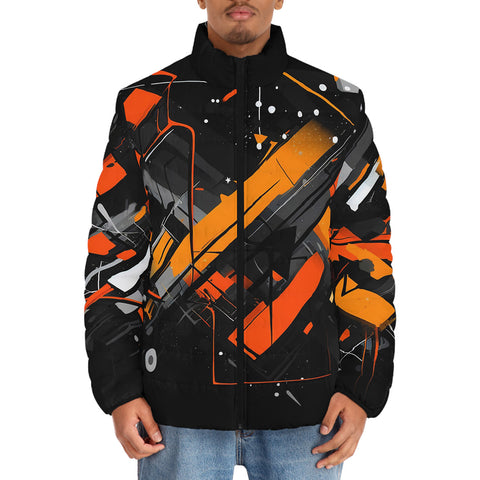 Down-Padded Puffer Jacket Paint Splash Abstraction