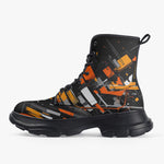 Casual Leather Chunky Boots Paint Splash Abstraction