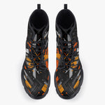 Casual Leather Chunky Boots Paint Splash Abstraction