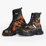 Casual Leather Chunky Boots Paint Splash Abstraction