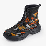 Casual Leather Chunky Boots Paint Splash Abstraction