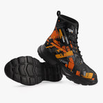 Casual Leather Chunky Boots Paint Splash Abstraction