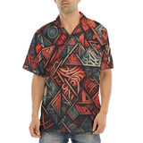 Hawaiian Shirt Abstract Dark Red Geometric