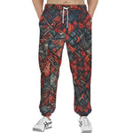 Men's Sweatpants Abstract Dark Red Geometric