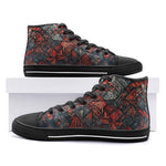 High-Top Canvas Shoes Abstract Dark Red Geometric