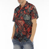 Men's Polo Shirt Abstract Dark Red Geometric