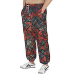 Men's Sweatpants Abstract Dark Red Geometric