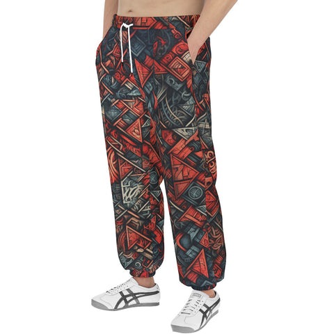 Men's Sweatpants Abstract Dark Red Geometric