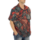 Hawaiian Shirt Abstract Dark Red Geometric