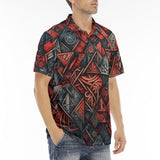 Men's Polo Shirt Abstract Dark Red Geometric