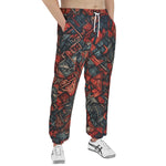 Men's Sweatpants Abstract Dark Red Geometric