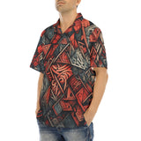 Hawaiian Shirt Abstract Dark Red Geometric