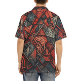 Hawaiian Shirt Abstract Dark Red Geometric