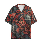 Hawaiian Shirt Abstract Dark Red Geometric