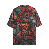 Hawaiian Shirt Abstract Dark Red Geometric