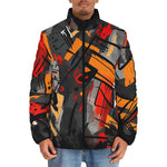 Down-Padded Puffer Jacket Brush Abstract Graffiti